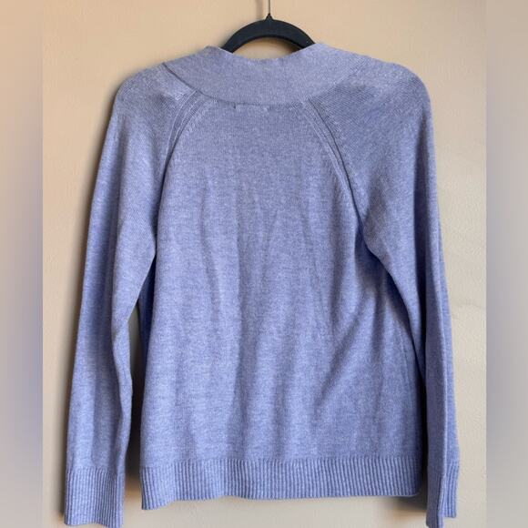 J. JILL Overlapping V Neck‎ Sweater XS Cotton Blend Blue Cozy Comfy luxury NEW - Picture 6 of 10